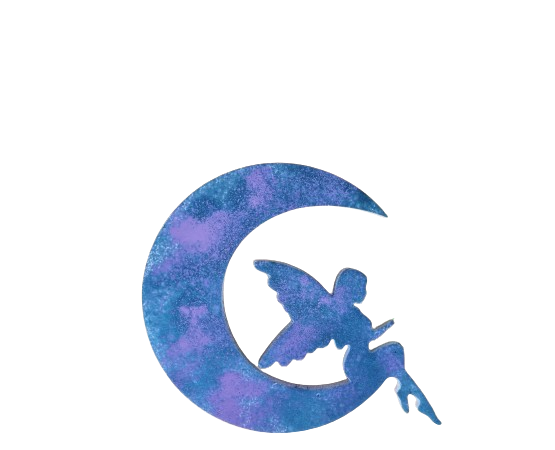 Decorazione murale luna con diversi soggetti dipinta a mano