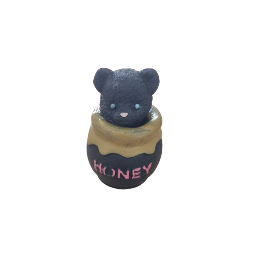 Statuina orso nel vasetto di miele dipinta a mano