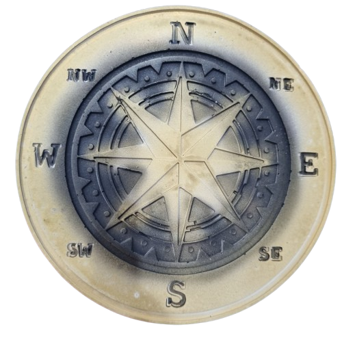 Decorazione murale rosa dei venti dipinta a mano