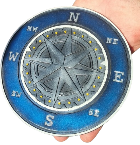 Decorazione murale rosa dei venti dipinta a mano