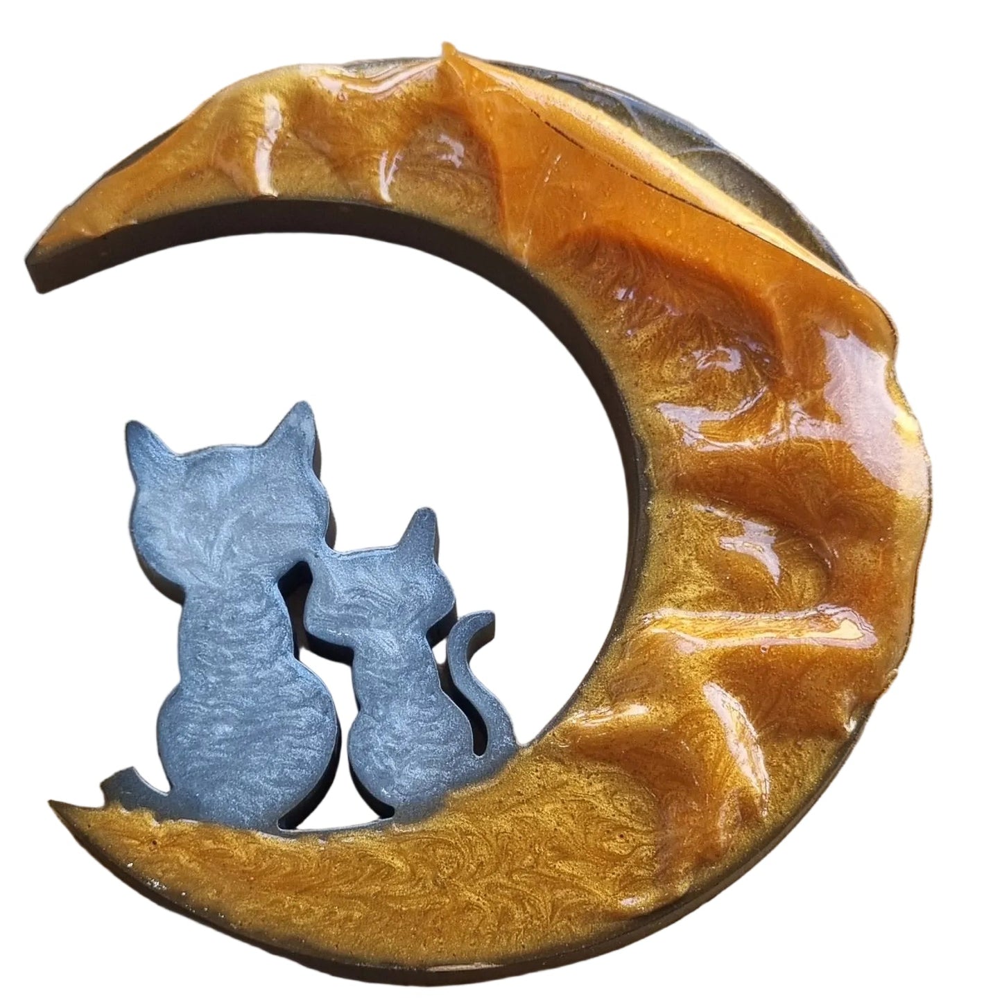 Decorazione murale luna con diversi soggetti dipinta a mano