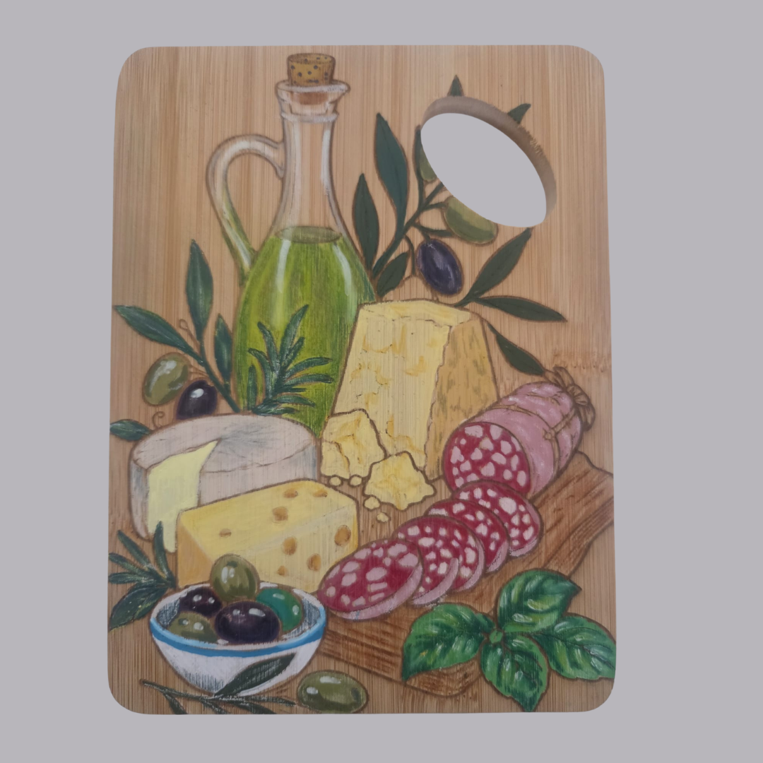 Tagliere in bamboo personalizzato e dipinto a mano