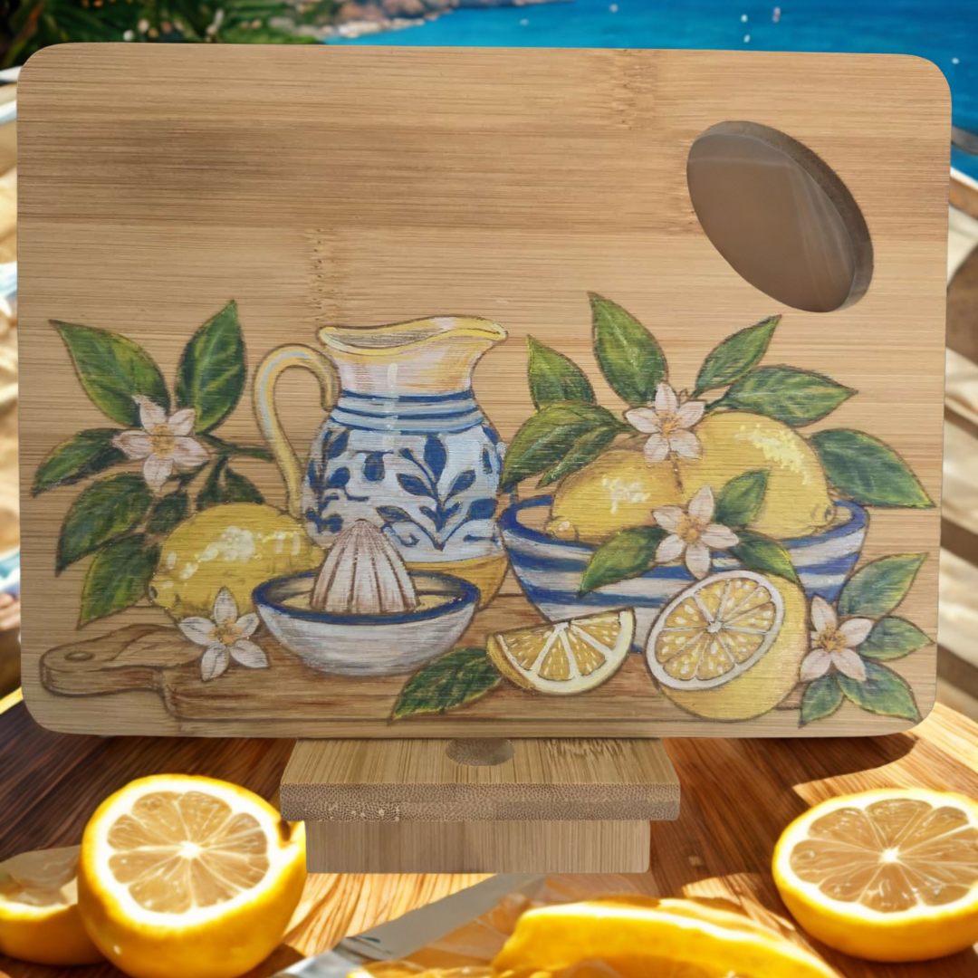 Tagliere in bamboo personalizzato e dipinto a mano