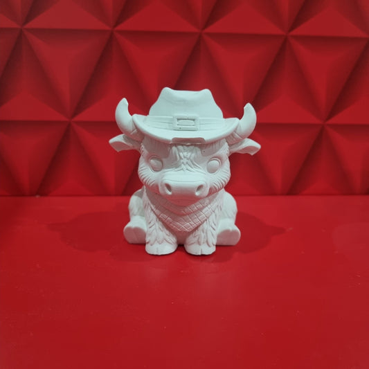 Statuina mucca con cappello dipinta a mano